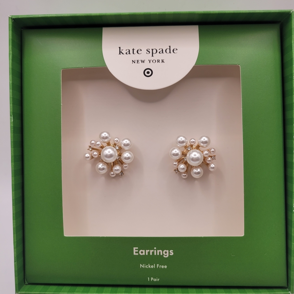 Kate Spade White and Gold Pearl Earrings